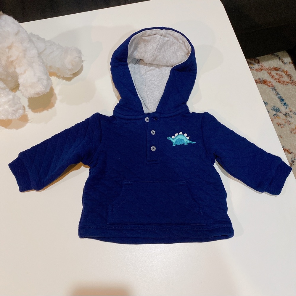 Little Me Dinosaur Baby Navy Hoodie